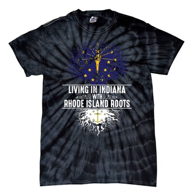 Indiana Home Rhode Island Roots State Tree Flag Gift Tie-Dye T-Shirt