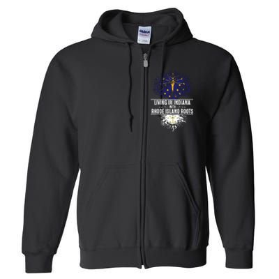 Indiana Home Rhode Island Roots State Tree Flag Gift Full Zip Hoodie