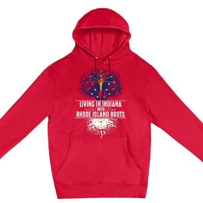 Indiana Home Rhode Island Roots State Tree Flag Gift Premium Pullover Hoodie