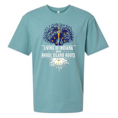 Indiana Home Rhode Island Roots State Tree Flag Gift Sueded Cloud Jersey T-Shirt