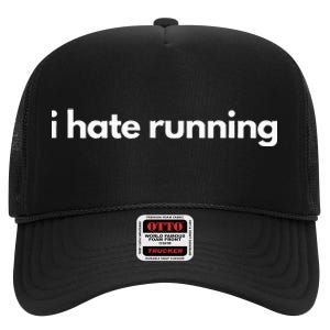 I Hate Running Funny Gym Pump Cover Fitness Humor High Crown Mesh Back Trucker Hat