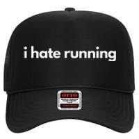 I Hate Running Funny Gym Pump Cover Fitness Humor High Crown Mesh Back Trucker Hat