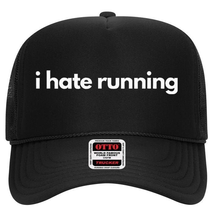 I Hate Running Funny Gym Pump Cover Fitness Humor High Crown Mesh Back Trucker Hat