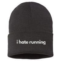 I Hate Running Funny Gym Pump Cover Fitness Humor Sustainable Knit Beanie