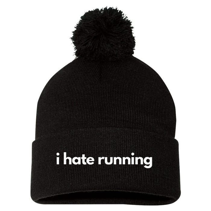 I Hate Running Funny Gym Pump Cover Fitness Humor Pom Pom 12in Knit Beanie