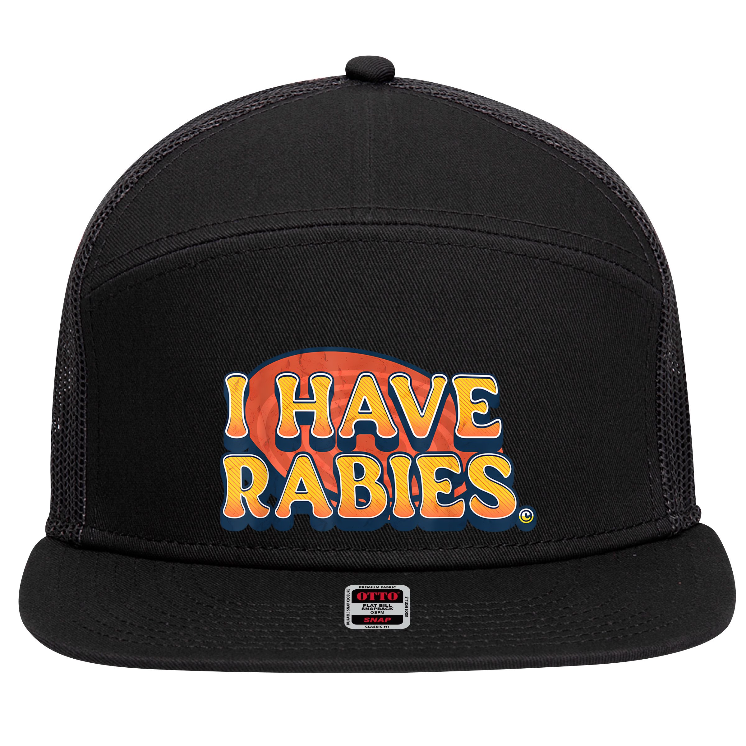 I Have Rabies Funny 7 Panel Mesh Trucker Snapback Hat