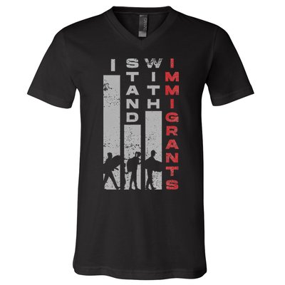 Immigrants Human Rights And I Stand With Immigrants V-Neck T-Shirt