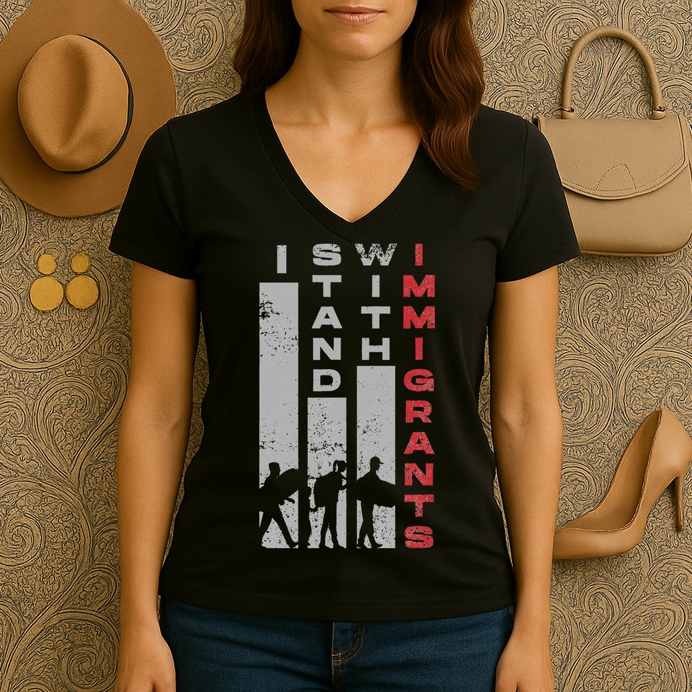 Immigrants Human Rights And I Stand With Immigrants Women's V-Neck T-Shirt