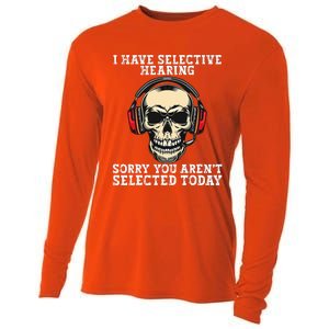 I Have Selective Hearing cool funny Skull design headphones  Cooling Performance Long Sleeve Crew