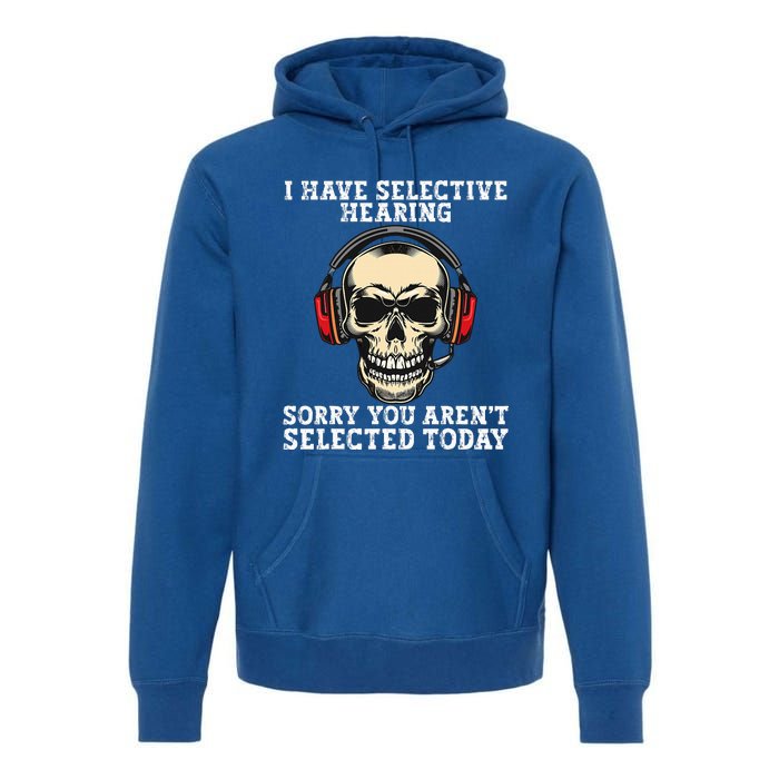 I Have Selective Hearing cool funny Skull design headphones  Premium Hoodie