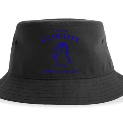 I Have Stability Ability To Stab Funny Penguin Sustainable Bucket Hat