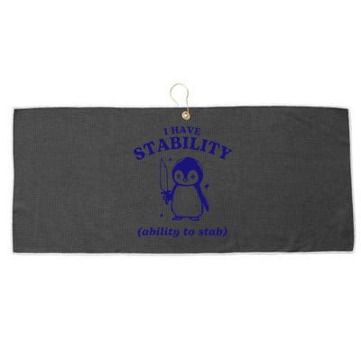 I Have Stability Ability To Stab Funny Penguin Large Microfiber Waffle Golf Towel