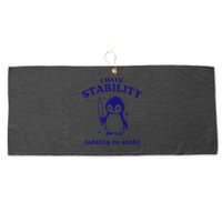 I Have Stability Ability To Stab Funny Penguin Large Microfiber Waffle Golf Towel