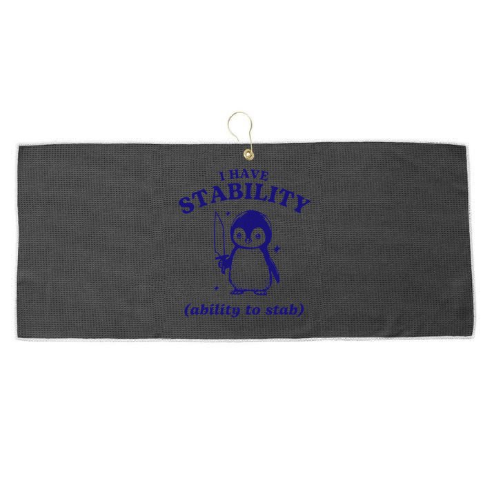 I Have Stability Ability To Stab Funny Penguin Large Microfiber Waffle Golf Towel