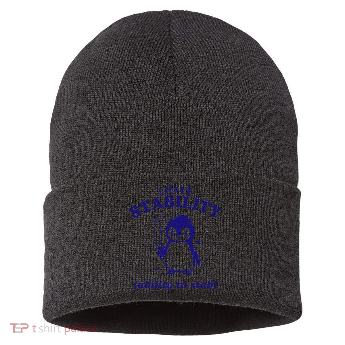 I Have Stability Ability To Stab Funny Penguin Sustainable Knit Beanie