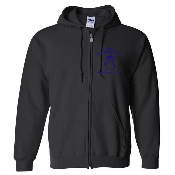 I Have Stability Ability To Stab Funny Penguin Full Zip Hoodie
