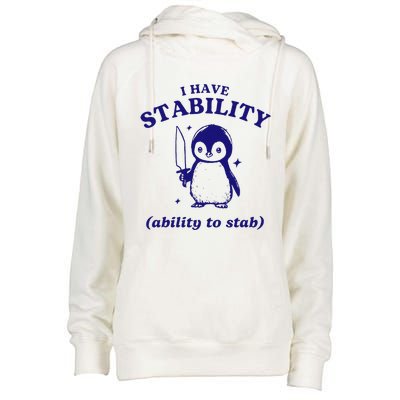 I Have Stability Ability To Stab Funny Penguin Womens Funnel Neck Pullover Hood