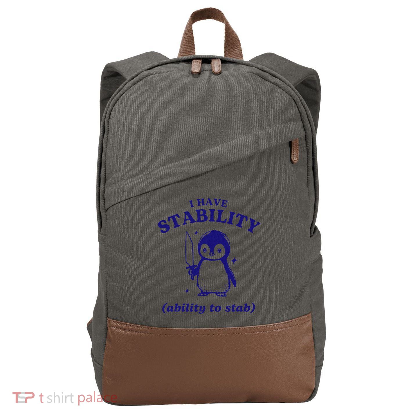 I Have Stability Ability To Stab Funny Penguin Cotton Canvas Backpack