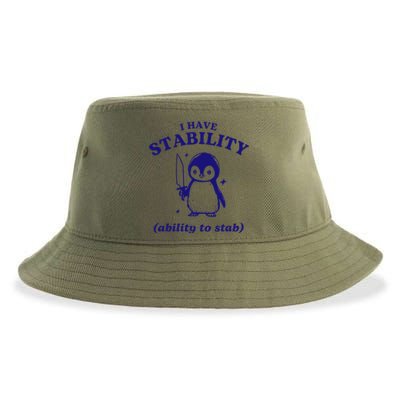 I Have Stability Ability To Stab Funny Penguin Sustainable Bucket Hat