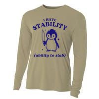 I Have Stability Ability To Stab Funny Penguin Cooling Performance Long Sleeve Crew