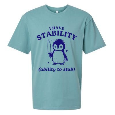 I Have Stability Ability To Stab Funny Penguin Sueded Cloud Jersey T-Shirt