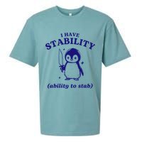 I Have Stability Ability To Stab Funny Penguin Sueded Cloud Jersey T-Shirt