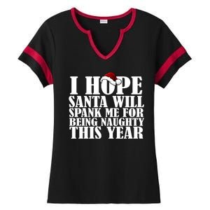 I Hope Santa Will Spank Me For Being Naughty This Year Ladies Halftime Notch Neck Tee