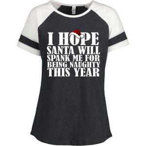 I Hope Santa Will Spank Me For Being Naughty This Year Enza Ladies Jersey Colorblock Tee