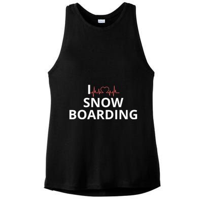 I Heart Snow Boarding With Red Heart, I Love Snow Boarding Ladies PosiCharge Tri-Blend Wicking Tank