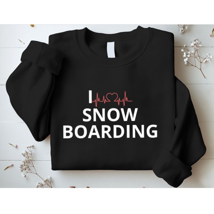 I Heart Snow Boarding With Red Heart, I Love Snow Boarding Sweatshirt