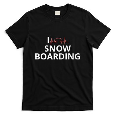 I Heart Snow Boarding With Red Heart, I Love Snow Boarding T-Shirt