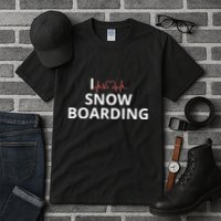 I Heart Snow Boarding With Red Heart, I Love Snow Boarding Tall T-Shirt