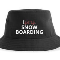 I Heart Snow Boarding With Red Heart, I Love Snow Boarding Sustainable Bucket Hat