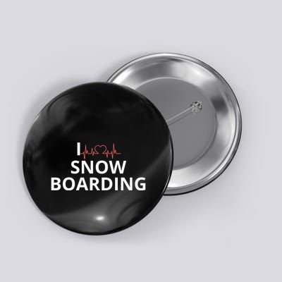 I Heart Snow Boarding With Red Heart, I Love Snow Boarding Button