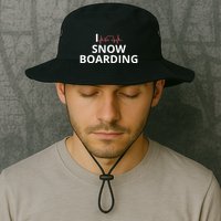 I Heart Snow Boarding With Red Heart, I Love Snow Boarding Bucket Hat