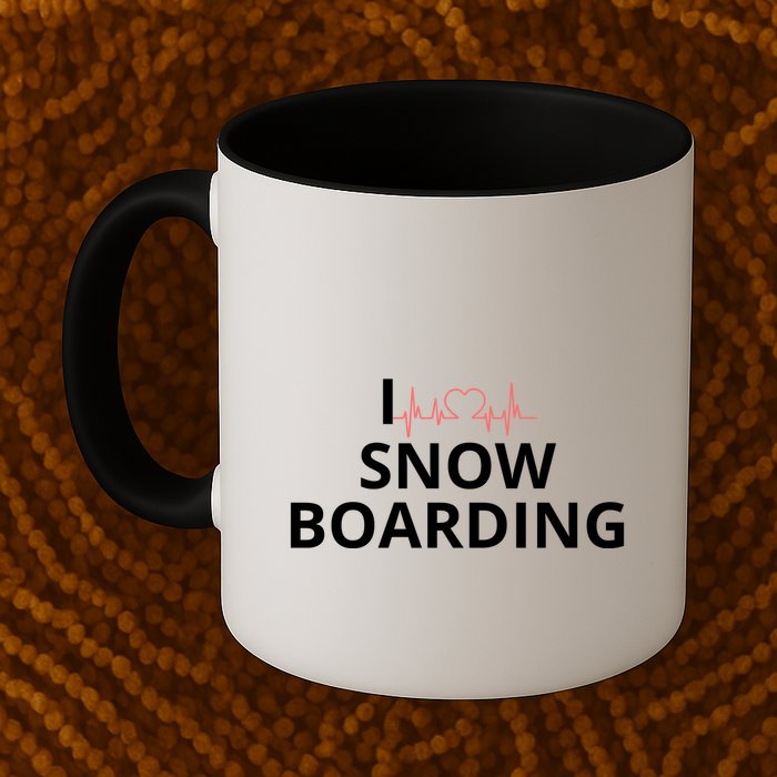 I Heart Snow Boarding With Red Heart, I Love Snow Boarding Mug