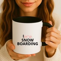I Heart Snow Boarding With Red Heart, I Love Snow Boarding Mug