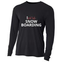 I Heart Snow Boarding With Red Heart, I Love Snow Boarding Cooling Performance Long Sleeve Crew
