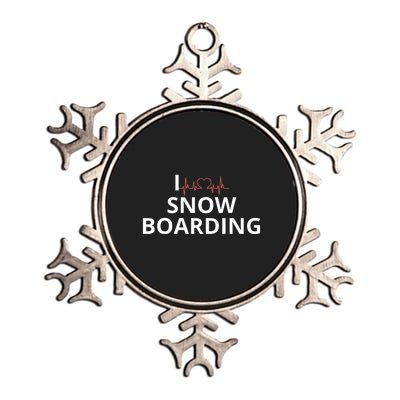 I Heart Snow Boarding With Red Heart, I Love Snow Boarding Metallic Star Ornament