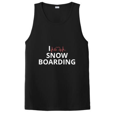 I Heart Snow Boarding With Red Heart, I Love Snow Boarding PosiCharge Competitor Tank