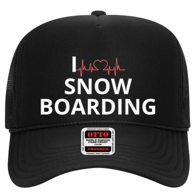 I Heart Snow Boarding With Red Heart, I Love Snow Boarding Trucker Hat
