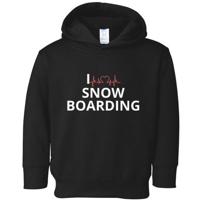 I Heart Snow Boarding With Red Heart, I Love Snow Boarding Toddler Hoodie