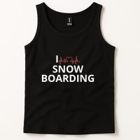 I Heart Snow Boarding With Red Heart, I Love Snow Boarding Tank Top