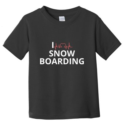 I Heart Snow Boarding With Red Heart, I Love Snow Boarding Toddler T-Shirt