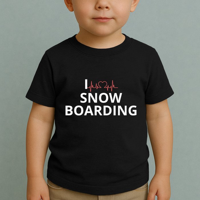 I Heart Snow Boarding With Red Heart, I Love Snow Boarding Toddler T-Shirt