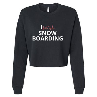I Heart Snow Boarding With Red Heart, I Love Snow Boarding Cropped Pullover Crew