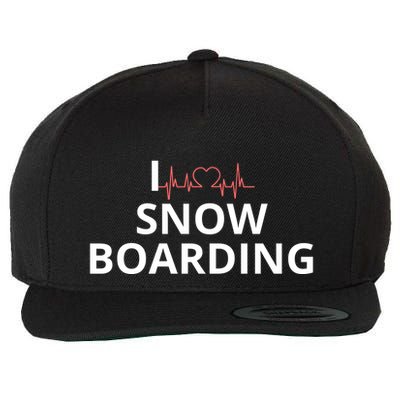 I Heart Snow Boarding With Red Heart, I Love Snow Boarding Wool Snapback Cap
