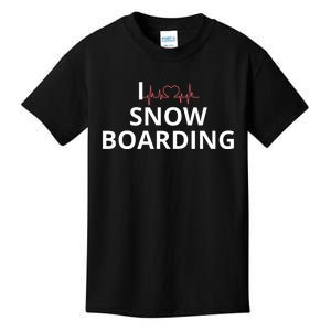 I Heart Snow Boarding With Red Heart, I Love Snow Boarding Kids T-Shirt