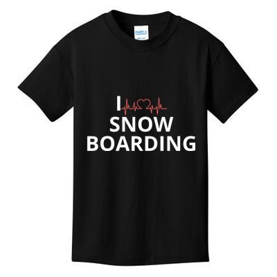 I Heart Snow Boarding With Red Heart, I Love Snow Boarding Kids T-Shirt