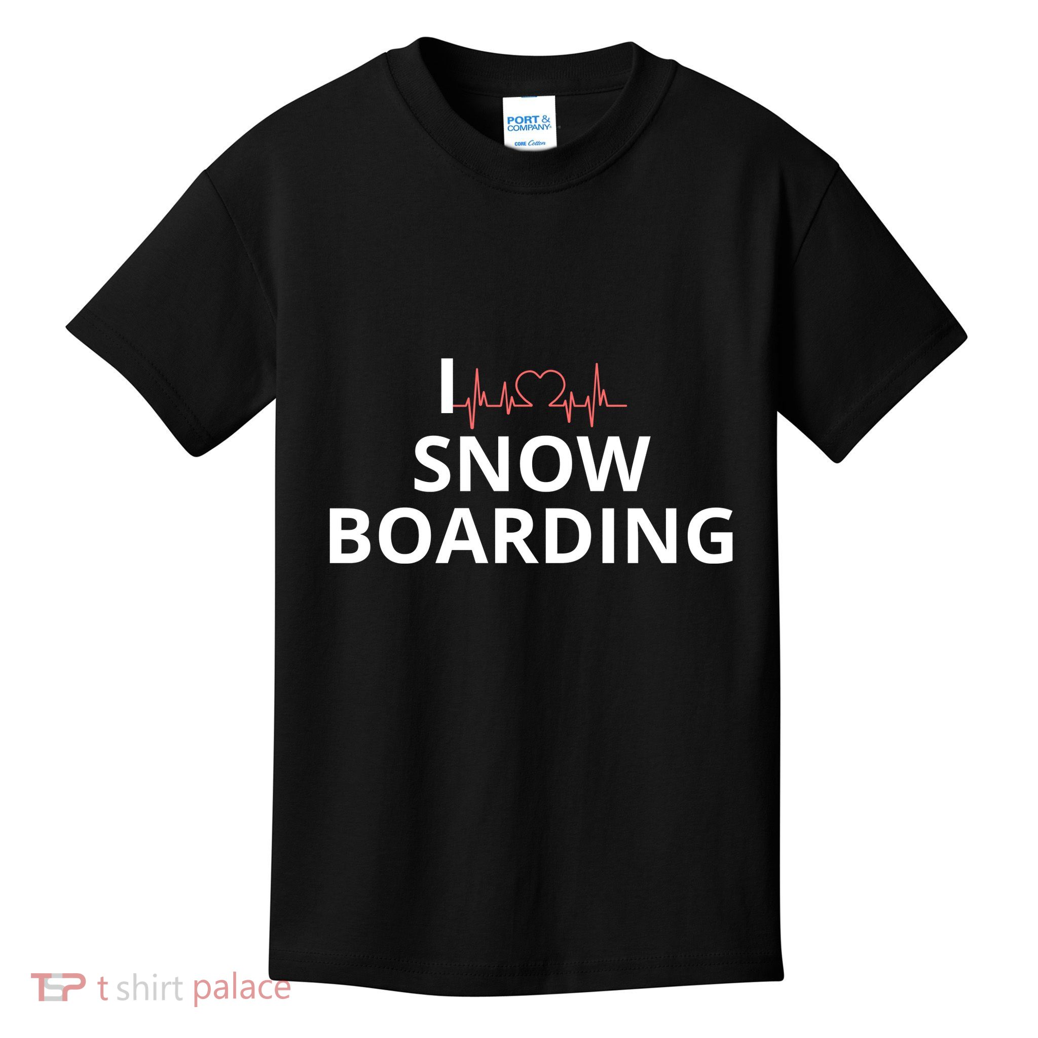 I Heart Snow Boarding With Red Heart, I Love Snow Boarding Kids T-Shirt